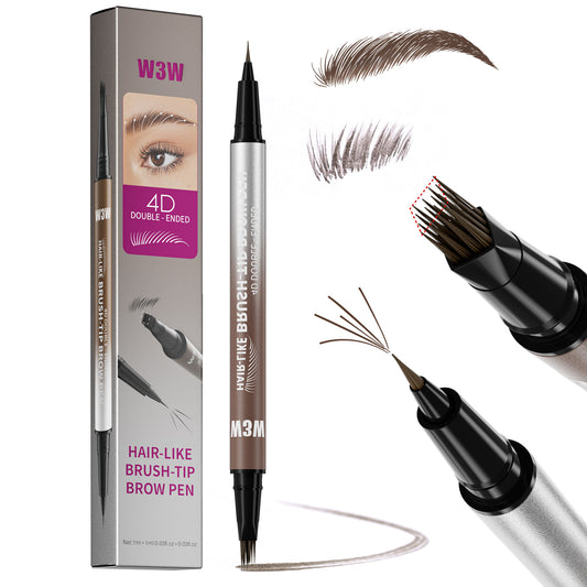 4D simulation 2in1 liquid eyebrow pencil double hair brush head waterproof sweat proof