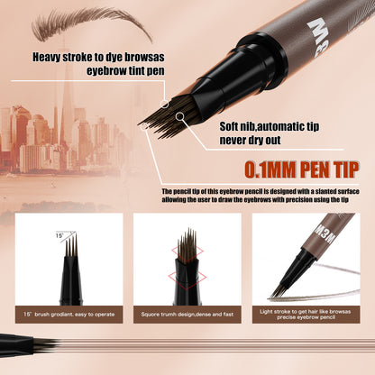 4D simulation 2in1 liquid eyebrow pencil double hair brush head waterproof sweat proof